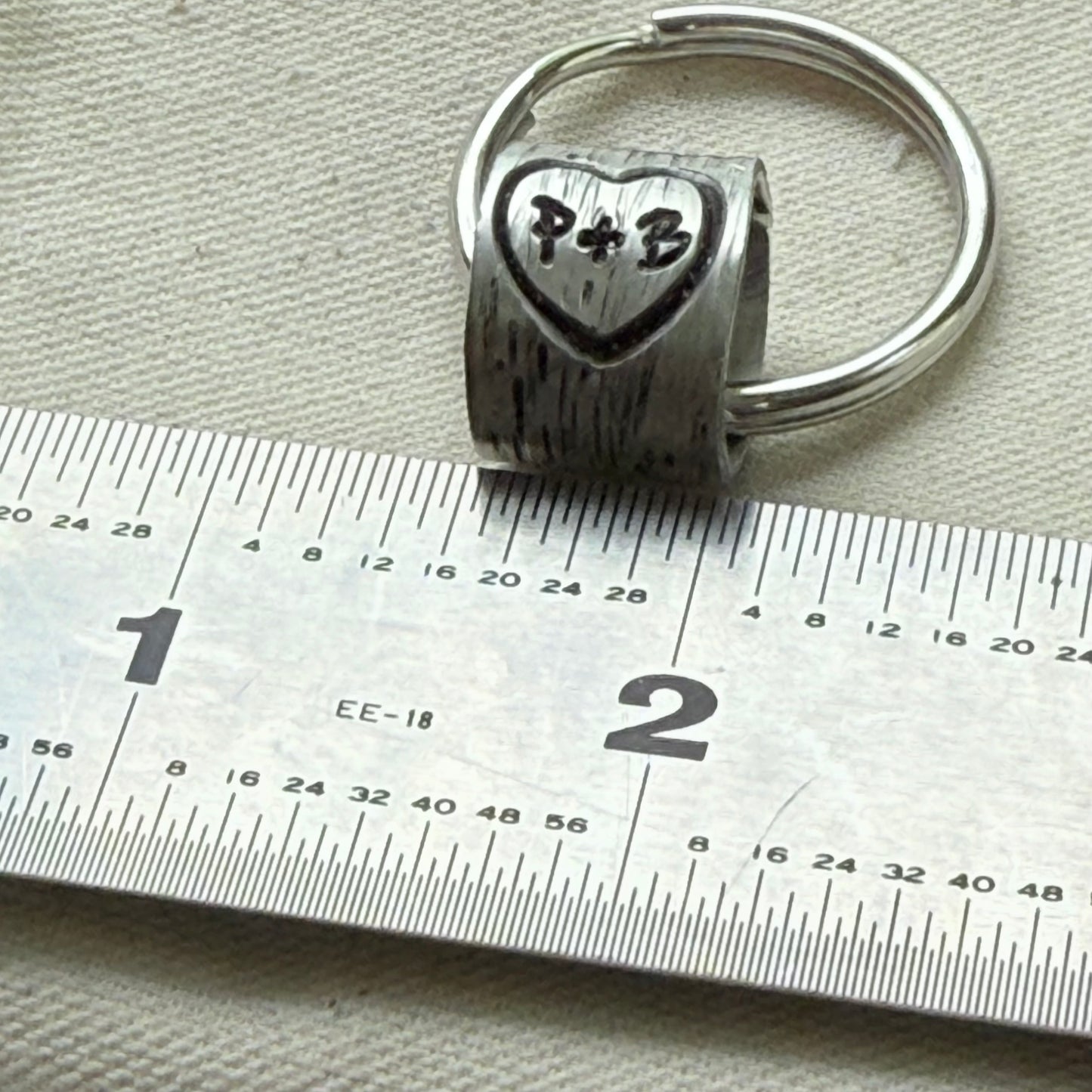 traditional 10th tin anniversary gift - tree textured with heart and initials carved tenth anniversary gift - drake designs jewelry