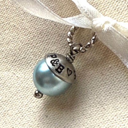 Something Blue Personalized Bouquet charm with date and initials - drake designs jewelry