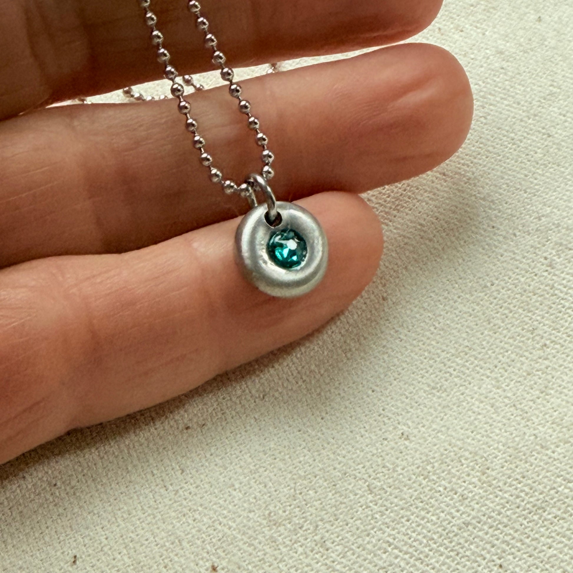 silver pebble birthstone necklace for mom - drake designs jewelry