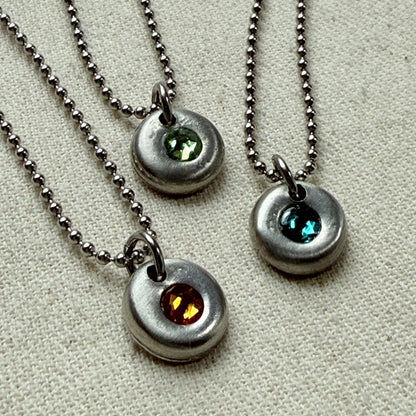 silver pebble birthstone necklace for mom - drake designs jewelry