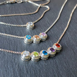 sterling silver birthstone slider charm necklace  with birthstone crystals- drake designs jewelry