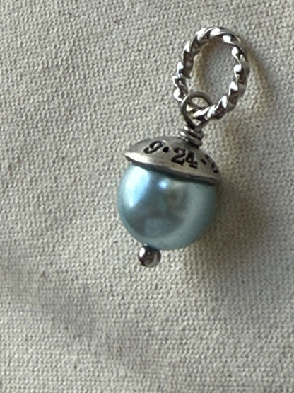 Something Blue Personalized Bouquet charm with date and initials - drake designs jewelry