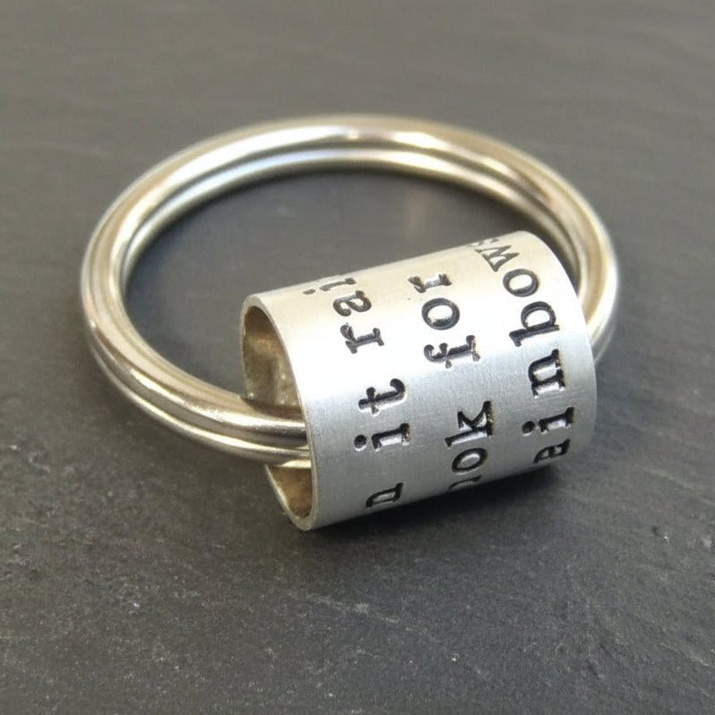Personalized Keychain with Custom Hand Stamped Message on sterling silver or copper anniversary gift - drake designs jewelry