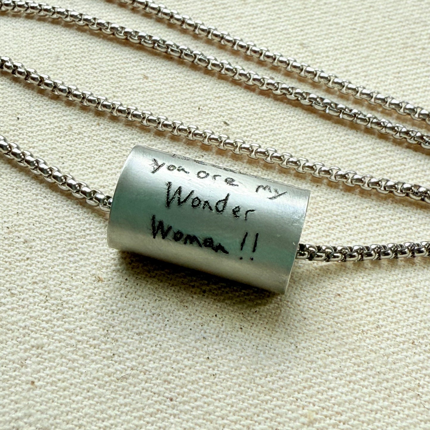 silver Actual Handwriting necklace with actual loved ones handwritten message - drake designs jewelry