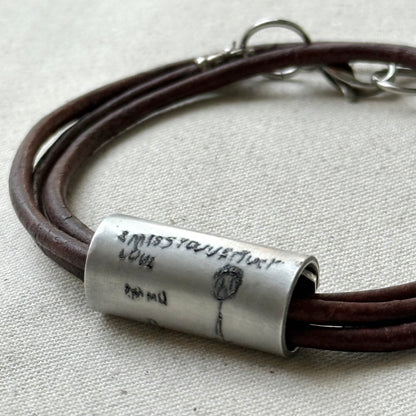 Actual Handwriting Bracelet Engraved with Loved Ones Handwritten Message or Kids’ Art Engraved