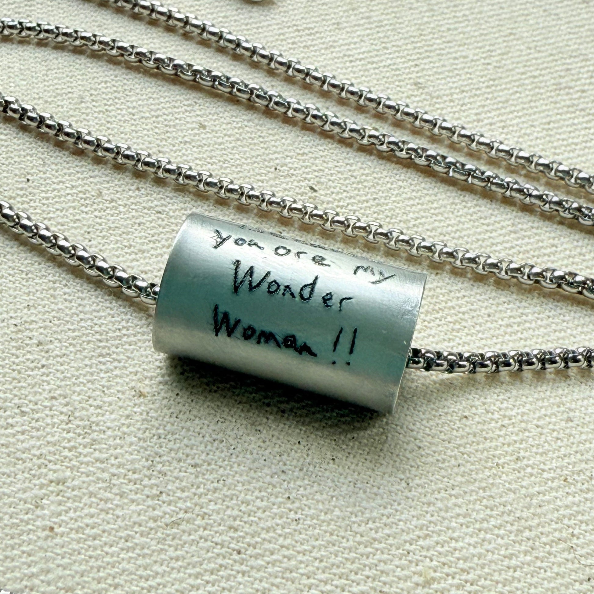 Silver Actual Handwriting necklace with actual loved ones handwritten message - drake designs jewelry