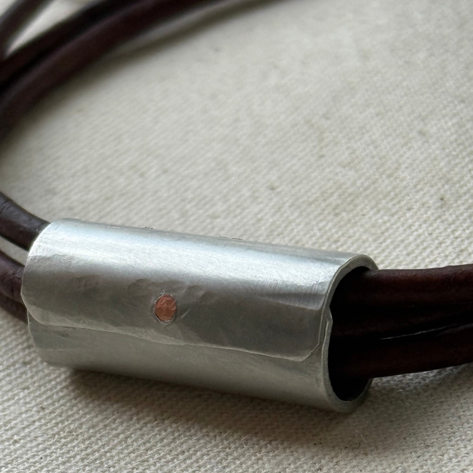 Leather Bracelet with loved ones actual handwriting or childrens artwork engraved - drae designs jewelry