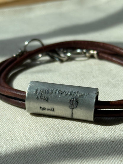 Actual Handwriting Bracelet Engraved with Loved Ones Handwritten Message or Kids’ Art Engraved
