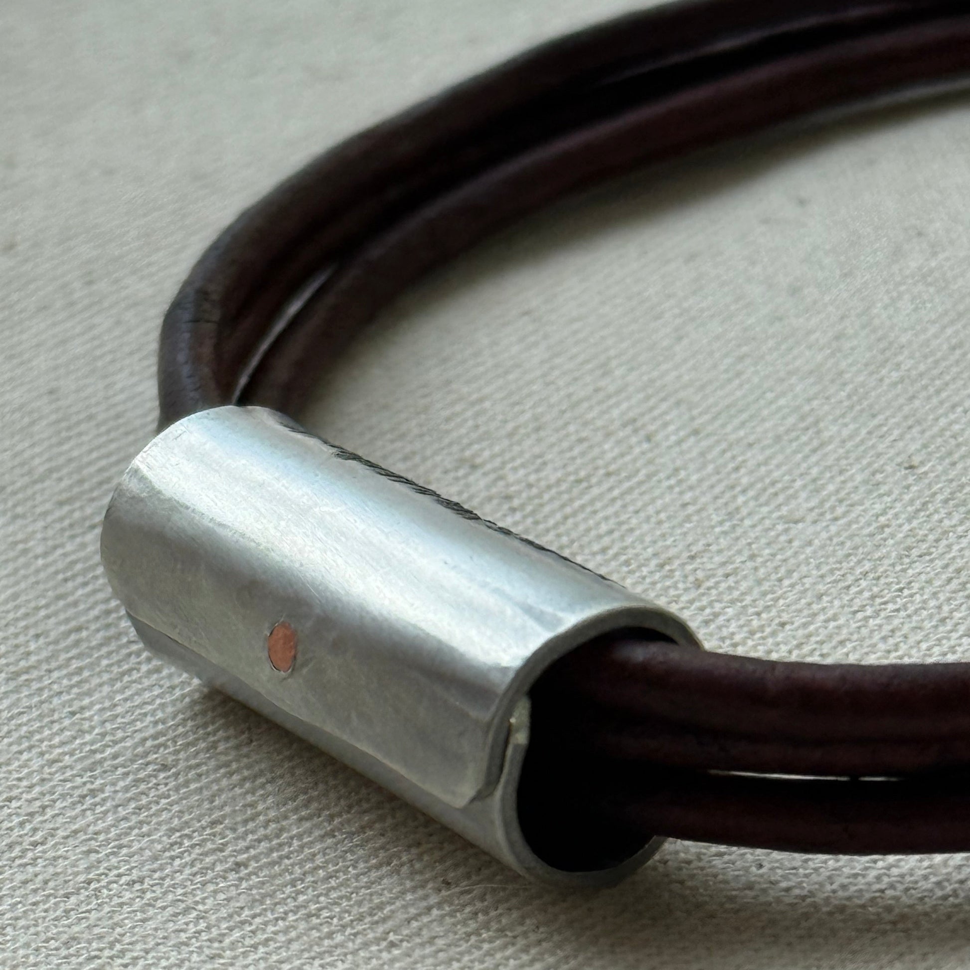 Leather Bracelet with loved ones actual handwriting or childrens artwork engraved - drae designs jewelry