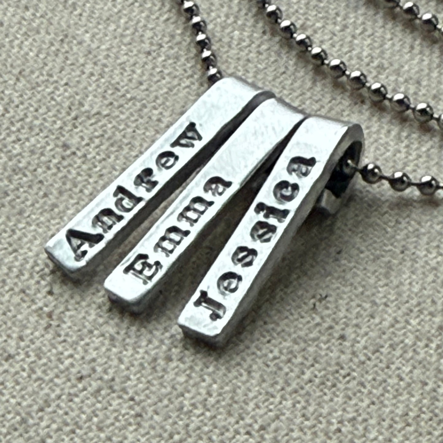 Personalized mom necklace with kids names on tiny bar charms - understated and simple mothers necklace - drake designs jewelry