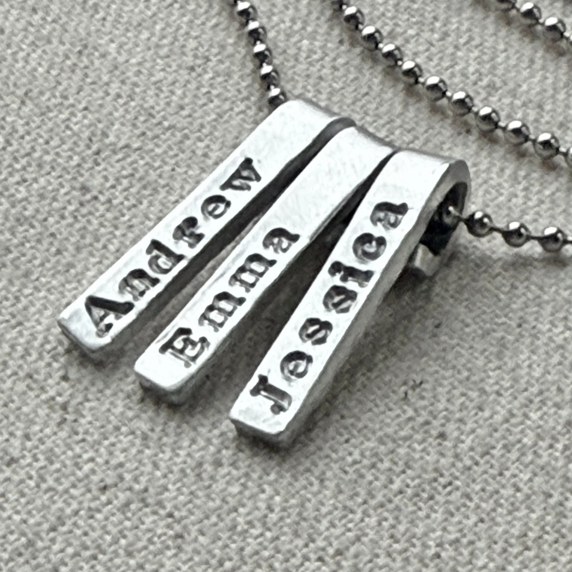 Personalized mom necklace with kids names on tiny bar charms - understated and simple mothers necklace - drake designs jewelry