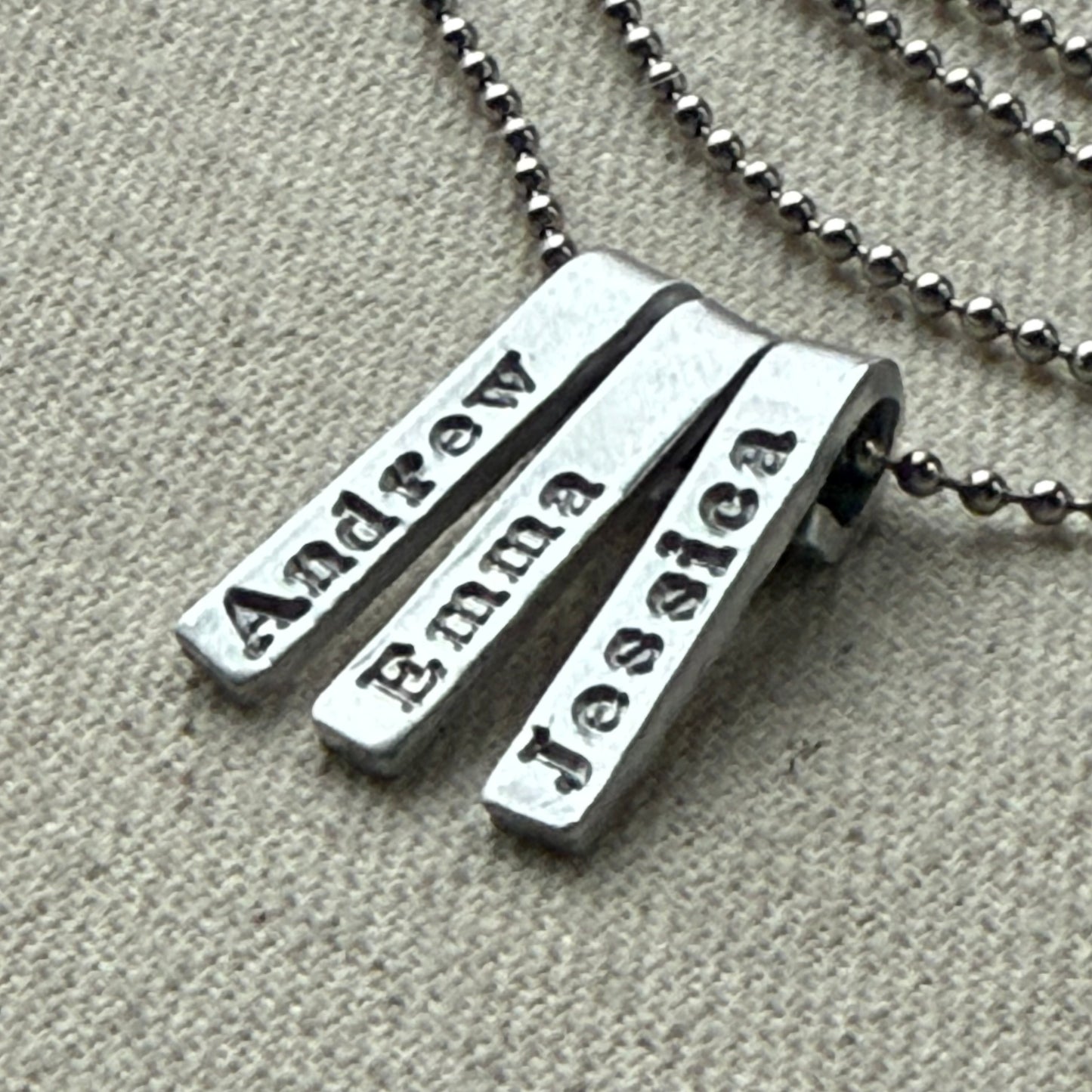 Personalized mom necklace with kids names on tiny bar charms - understated and simple mothers necklace - drake designs jewelry