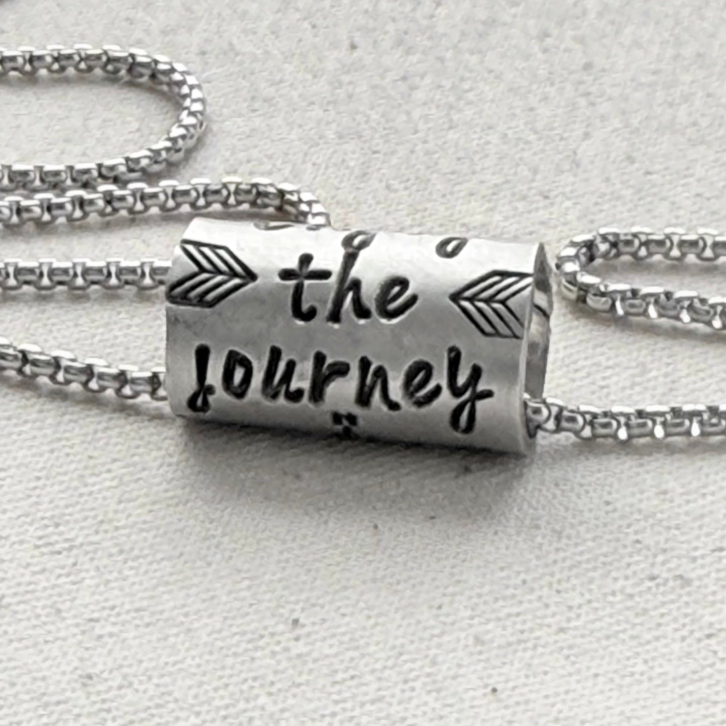 Enjoy the Journey Inspirational mindfulness mantra necklace - riveted compass - hand crafted bu drake designs jewelry