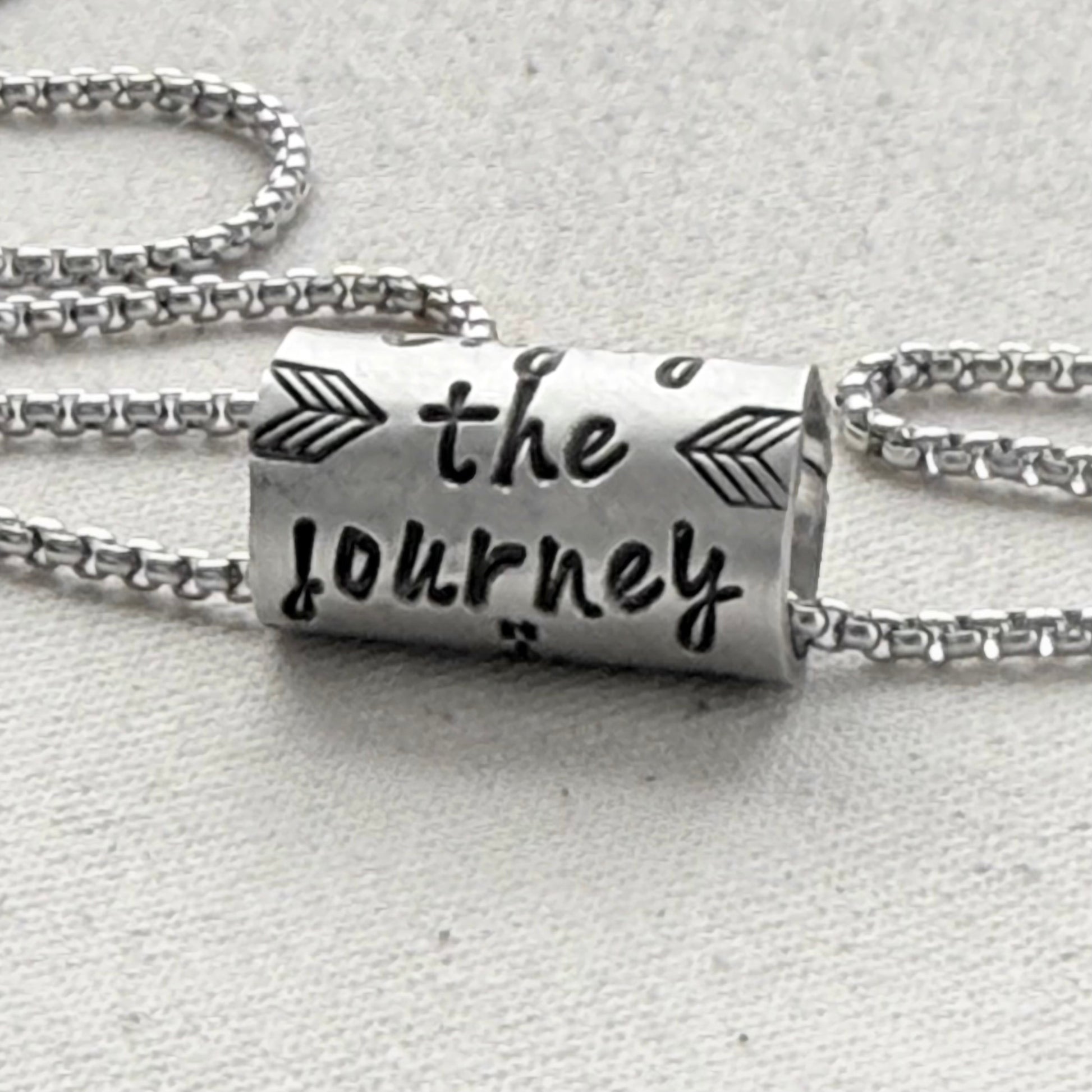 Enjoy the Journey Inspirational mindfulness mantra necklace - riveted compass - hand crafted bu drake designs jewelry