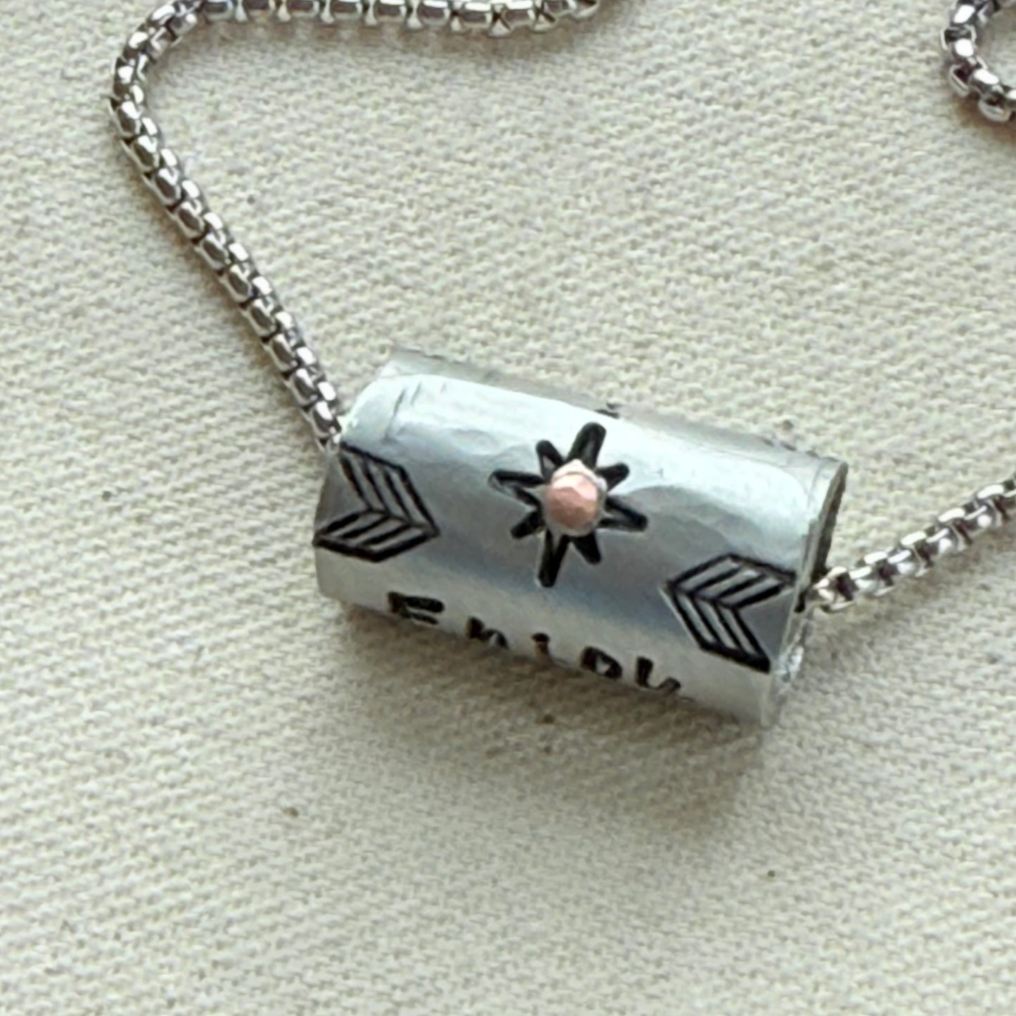 Enjoy the Journey Inspirational mindfulness mantra necklace - riveted compass - hand crafted bu drake designs jewelry