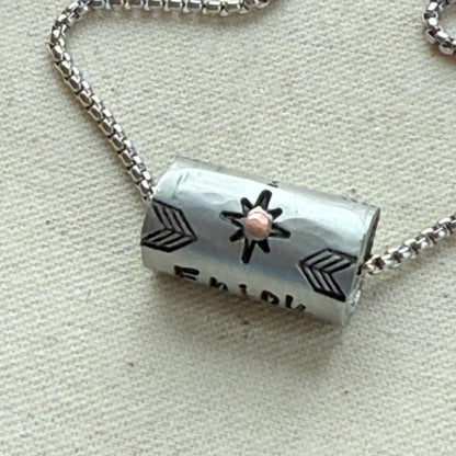 Enjoy the Journey Inspirational mindfulness mantra necklace - riveted compass - hand crafted bu drake designs jewelry