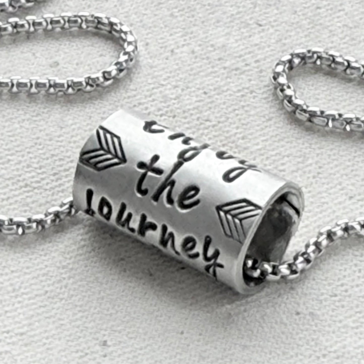 Enjoy the Journey Inspirational mindfulness mantra necklace - riveted compass - hand crafted bu drake designs jewelry