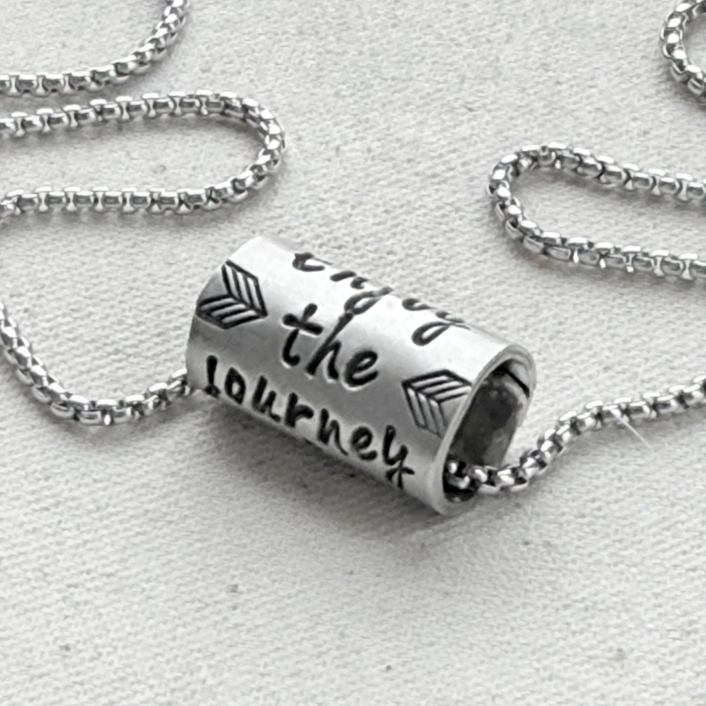 Enjoy the Journey Inspirational mindfulness mantra necklace - riveted compass - hand crafted bu drake designs jewelry