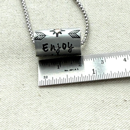 Enjoy the Journey Inspirational mindfulness mantra necklace - riveted compass - hand crafted bu drake designs jewelry