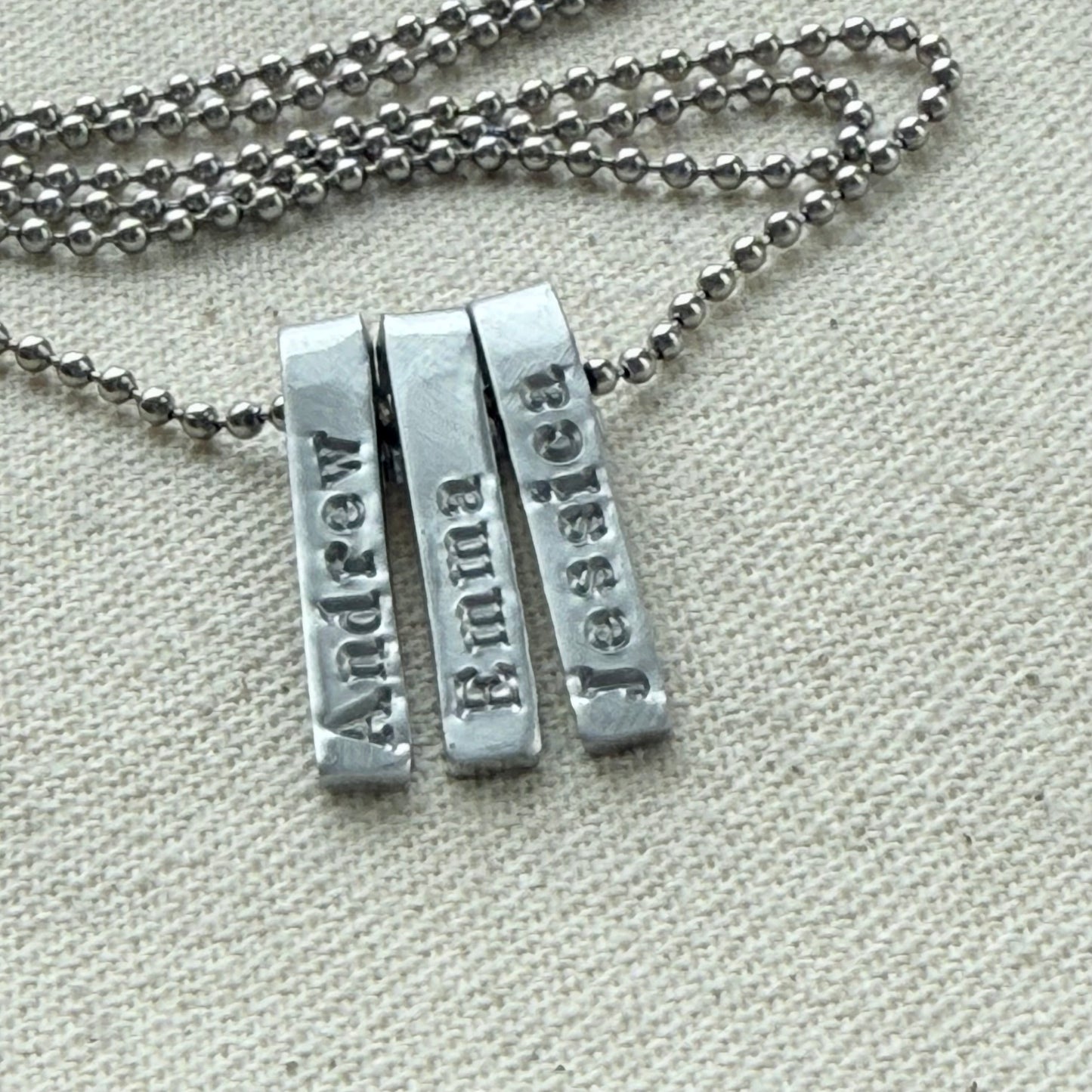 Personalized mom necklace with kids names on tiny bar charms - understated and simple mothers necklace - drake designs jewelry