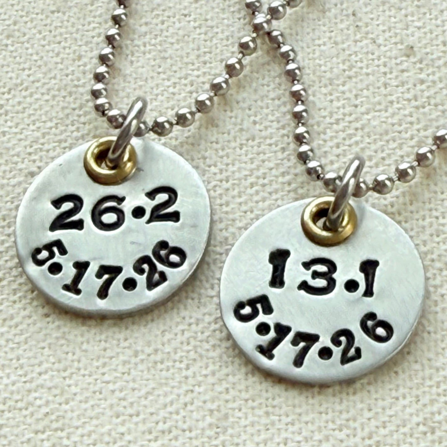 Personalized Marathon Necklace with Race Distance &amp; Date | 26.2 | 13.1 | 5K | 10K - mixed metal - drake designs jewelry