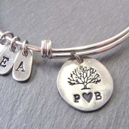 Family tree bracelet for mom personalized with initials