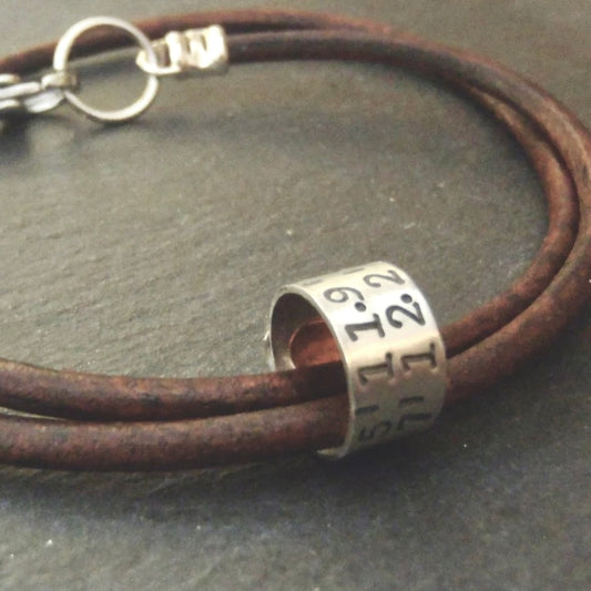 Personalized Coordinates women's or men's leather bracelet