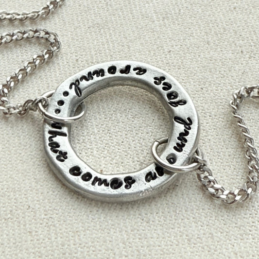 Open Circle Karma Necklace - what comes around goes around - Organically shaped - drake designs jewelry