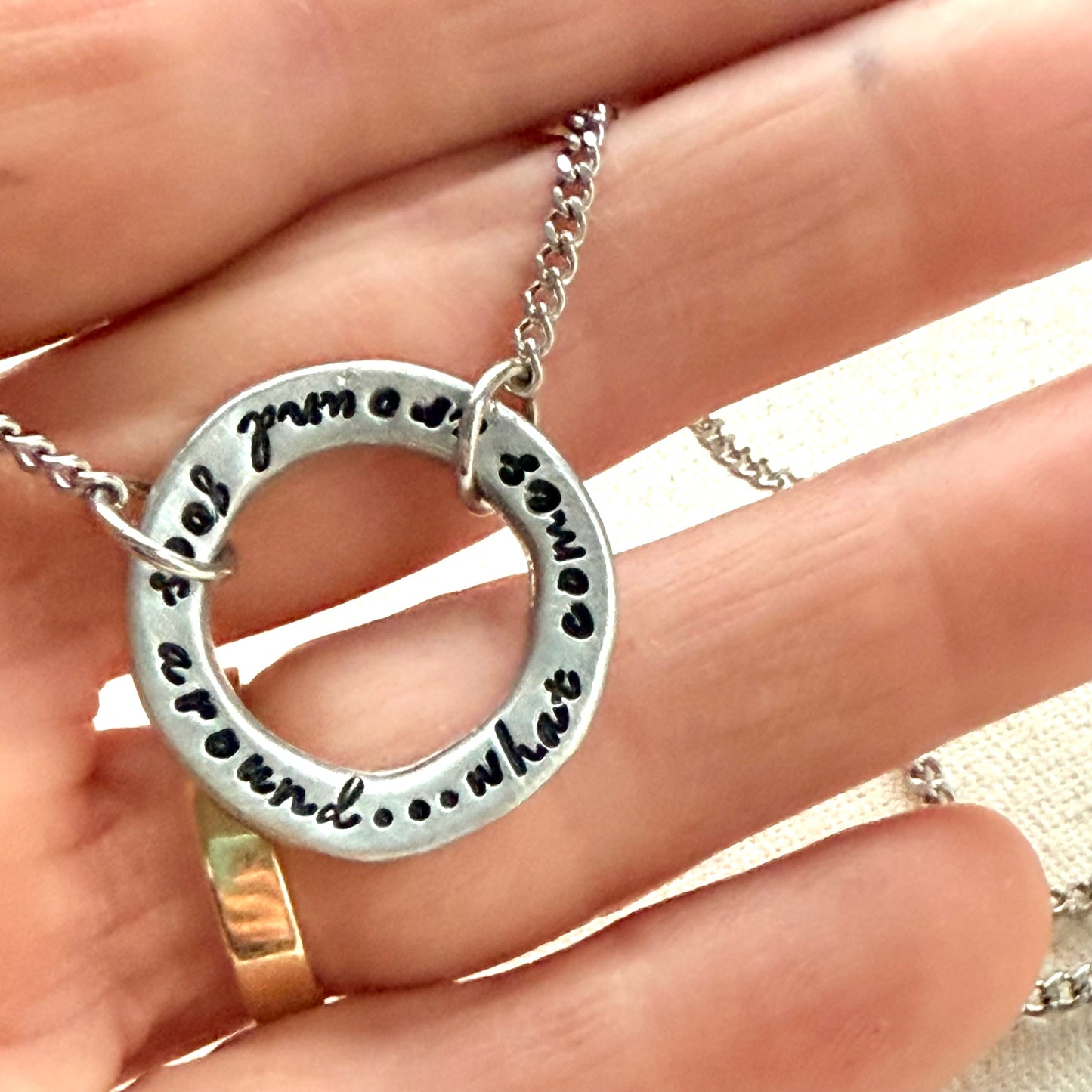 Open Circle Karma Necklace - what comes around goes around - Organically shaped - drake designs jewelry