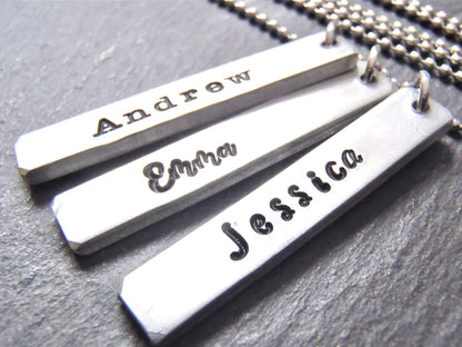 Thick Pewter Personalized Bar Necklace with Name in Your Choice of Font