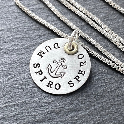 Dum Spiro Spero - Tiny sterling silver Latin Phrase Necklace - While I Breathe I Hope