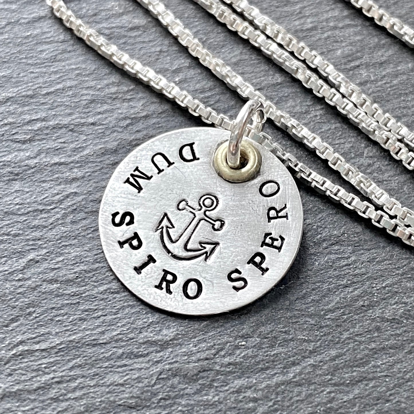 Dum Spiro Spero - Tiny sterling silver Latin Phrase Necklace - While I Breathe I Hope