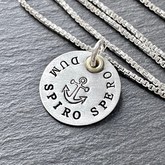 Dum Spiro Spero - Tiny sterling silver Latin Phrase Necklace - While I Breathe I Hope
