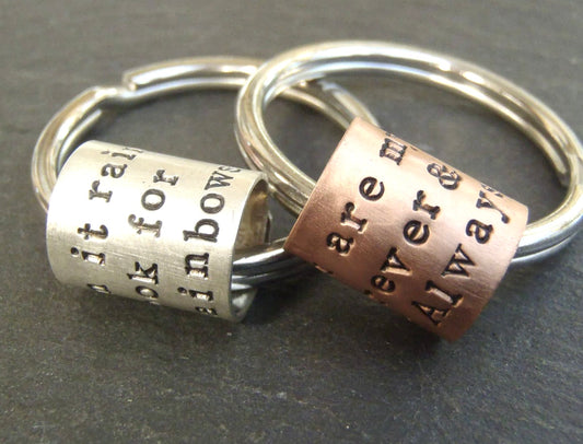 Personalized Keychain with Custom Hand Stamped Message