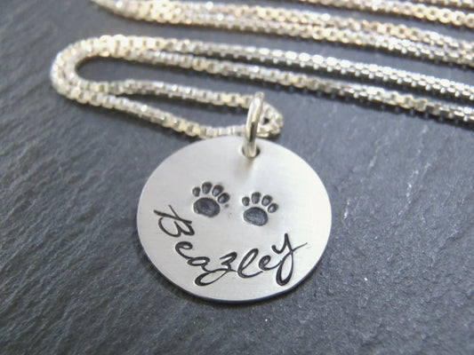 paw print dog mom necklace personalized - sterling silver - Drake Designs Jewelry