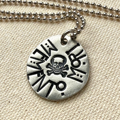 Memento Mori Latin phrase necklace hand stamped - remember to live - inspirational jewelry/ Drake designs jewelry