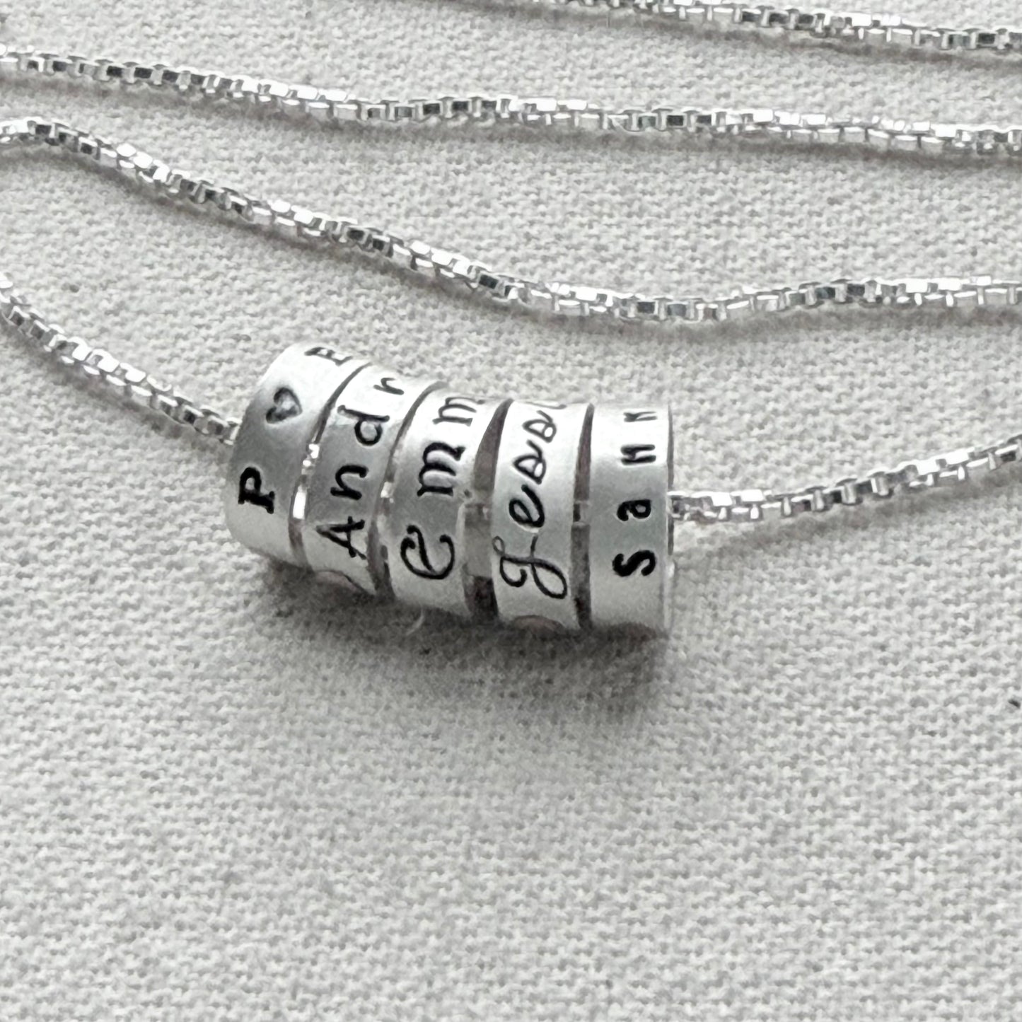 Sterling Silver Minimalist Mom Necklace with Kid's Names Personalized with your choice of font
