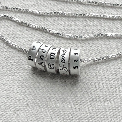 Sterling Silver Minimalist Mom Necklace with Kid's Names Personalized with your choice of font
