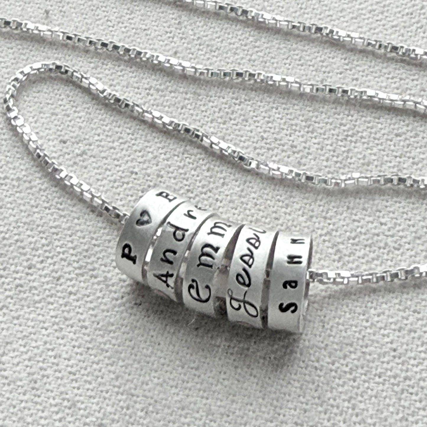 Sterling Silver Minimalist Mom Necklace with Kid's Names Personalized with your choice of font