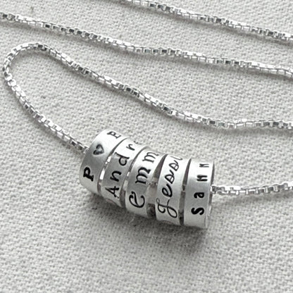 Sterling Silver Minimalist Mom Necklace with Kid's Names Personalized with your choice of font