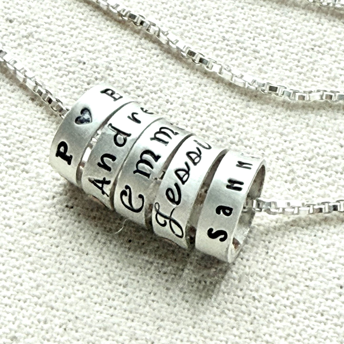 Sterling Silver Minimalist Mom Necklace with Kid's Names Personalized with your choice of font