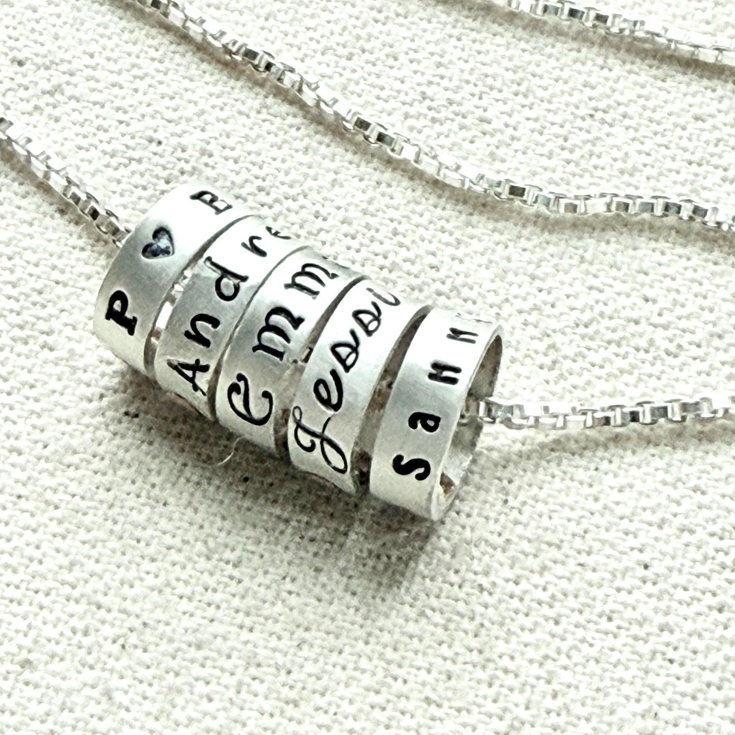 Sterling Silver Minimalist Mom Necklace with Kid's Names Personalized with your choice of font