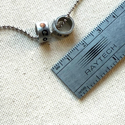 personalized silver name charm necklace for men and women - hand stamped with kids names in your choice of font - drake designs jewelry