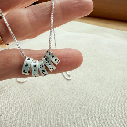 Sterling Silver Minimalist Mom Necklace with Kid's Names Personalized with your choice of font