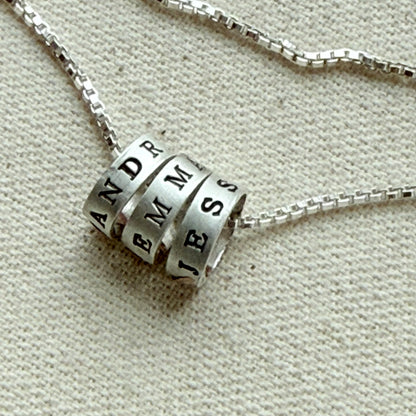 Sterling Silver Minimalist Mom Necklace with Kid's Names Personalized with your choice of font