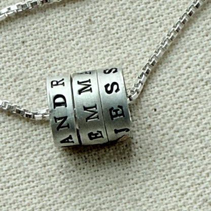 Sterling Silver Minimalist Mom Necklace with Kid's Names Personalized with your choice of font