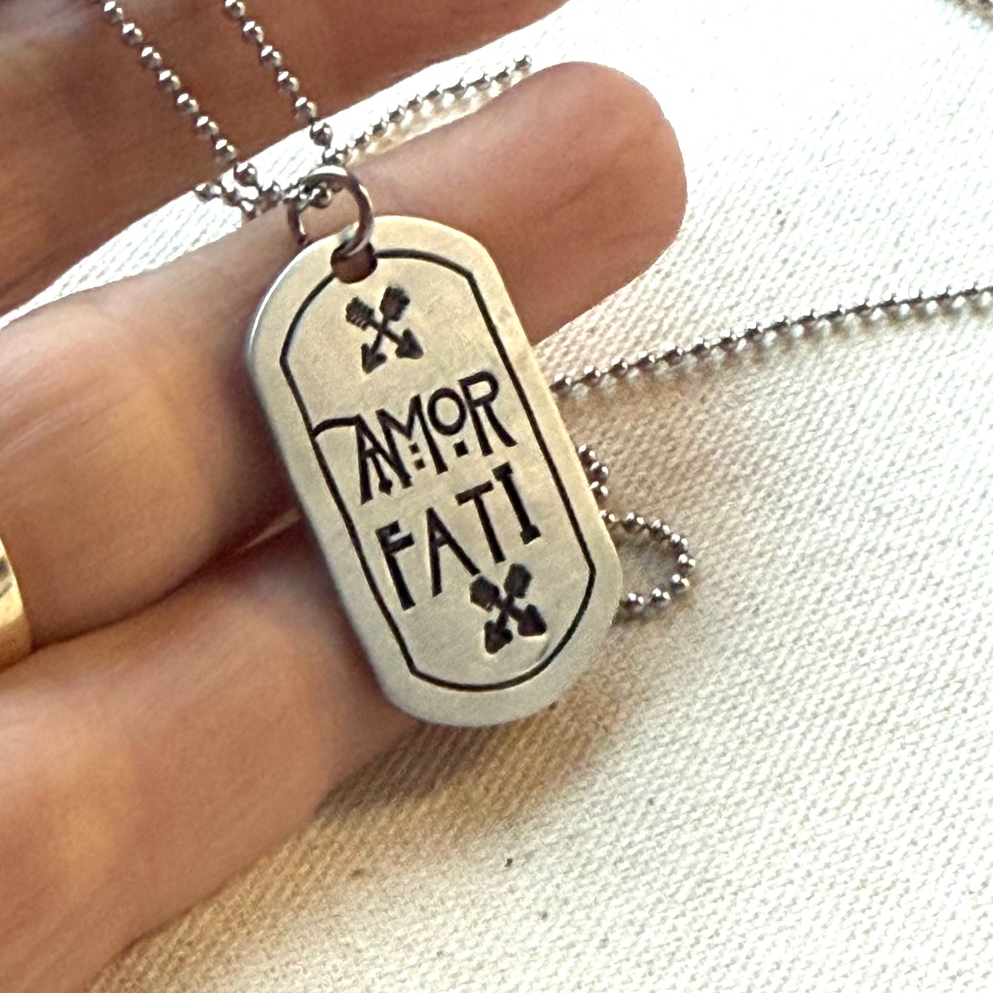 Amor fati - love your fate Latin phrase necklace - drake designs jewelry