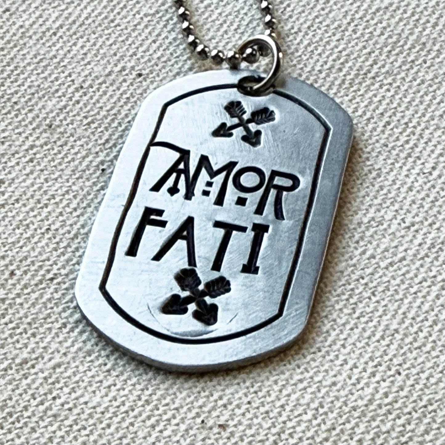 Amor fati - love your fate Latin phrase necklace stoic philosophy - drake designs jewelry