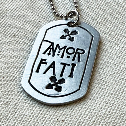 Amor fati - love your fate Latin phrase necklace stoic philosophy - drake designs jewelry