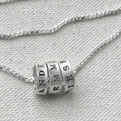 Sterling Silver Minimalist Mom Necklace with Kid's Names Personalized with your choice of font